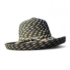 Flora Bella Sunhat Women’s Woven Black and Tan Mid Size Bow